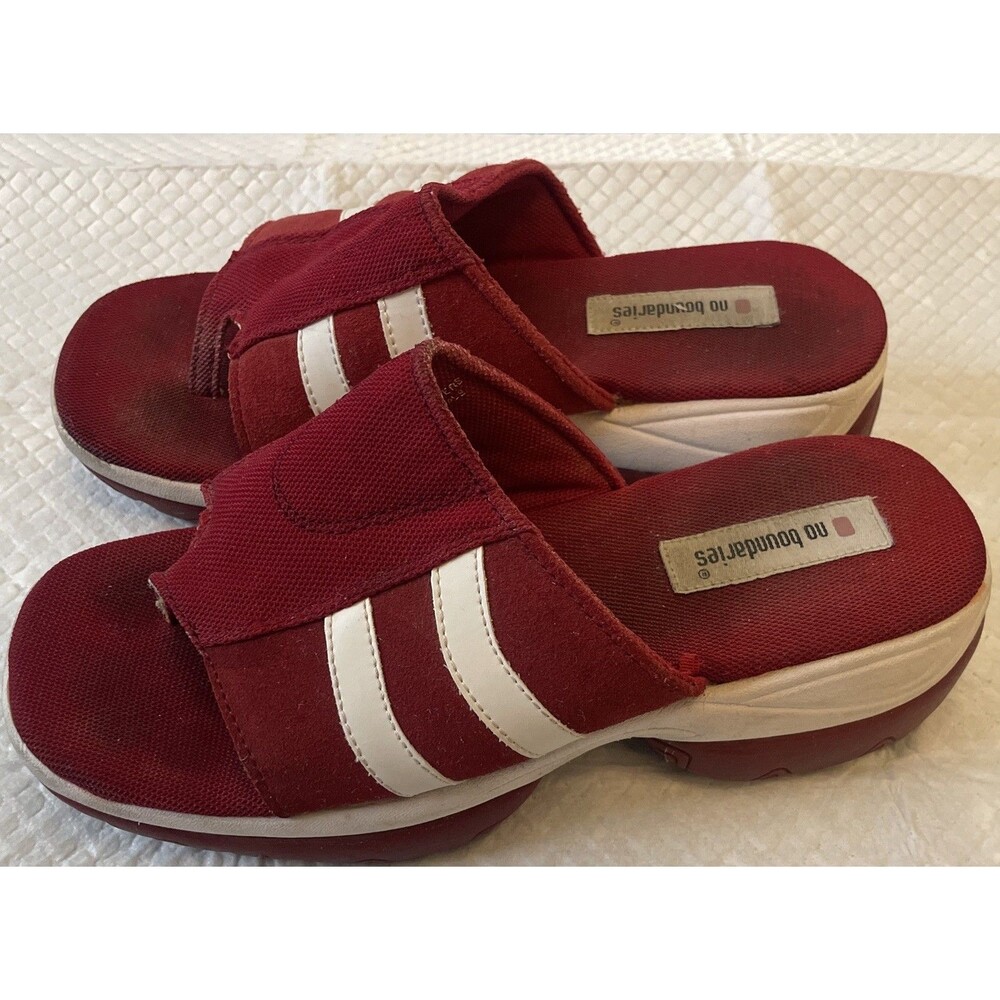 VTG No Boundaries Red & White Chunky Slides Sandals Women’s 7.5 Y2K Crystal